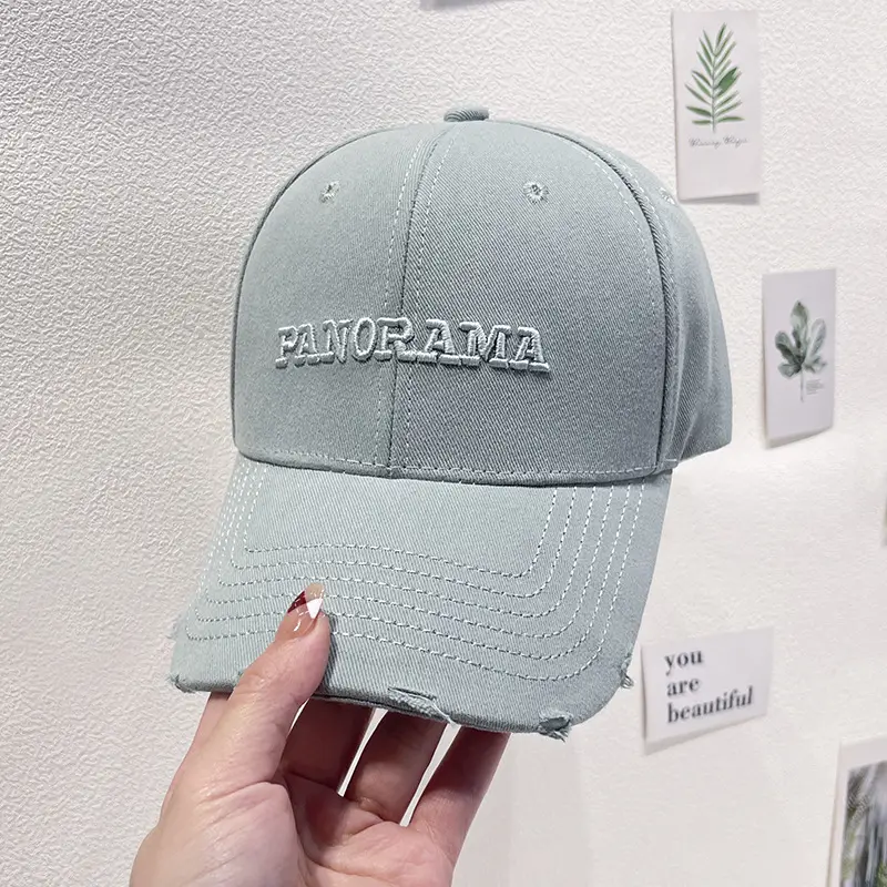 Korean Embroidered Baseball Cap Women Black White