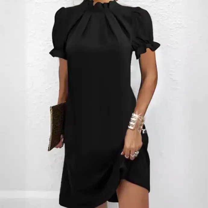Black Loose Sleeve Skirt Dress for Women 2023 - Image 5