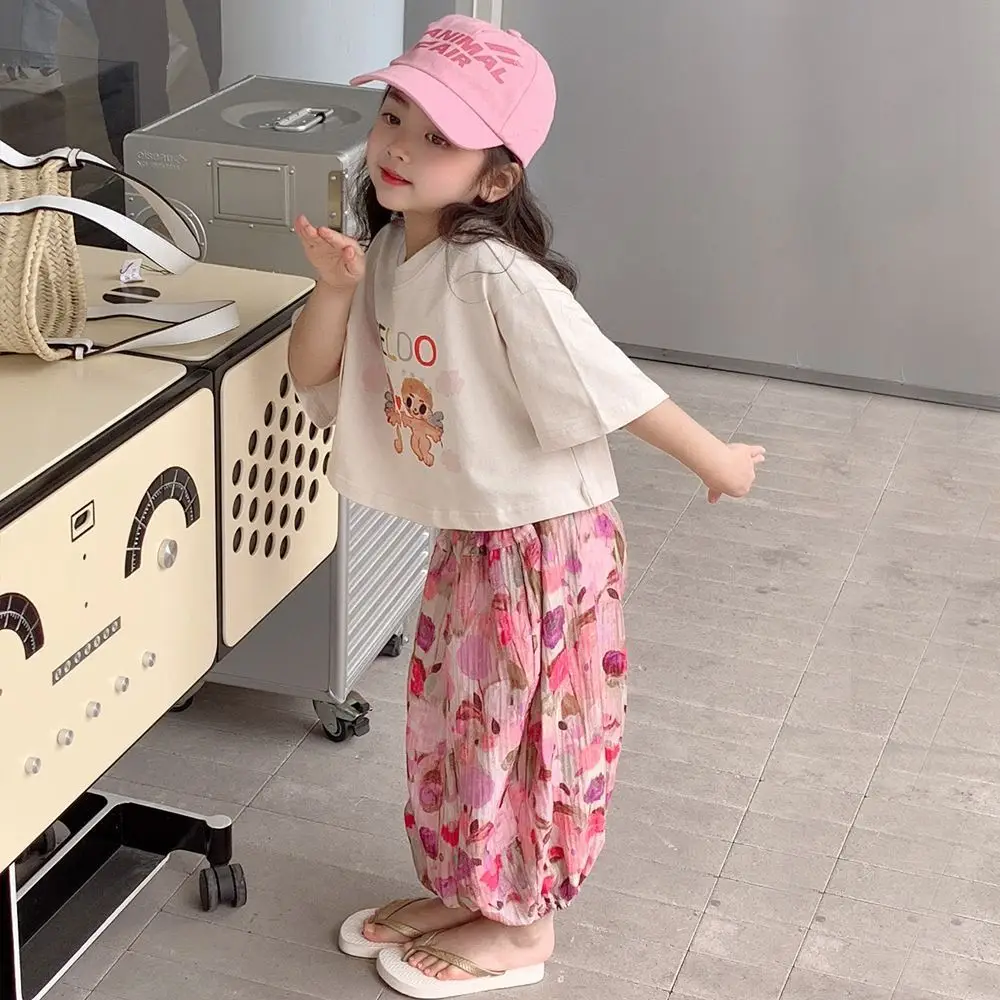 Korean Girl's 2Pc Printed Cotton Suit Summer 2023 - Image 5