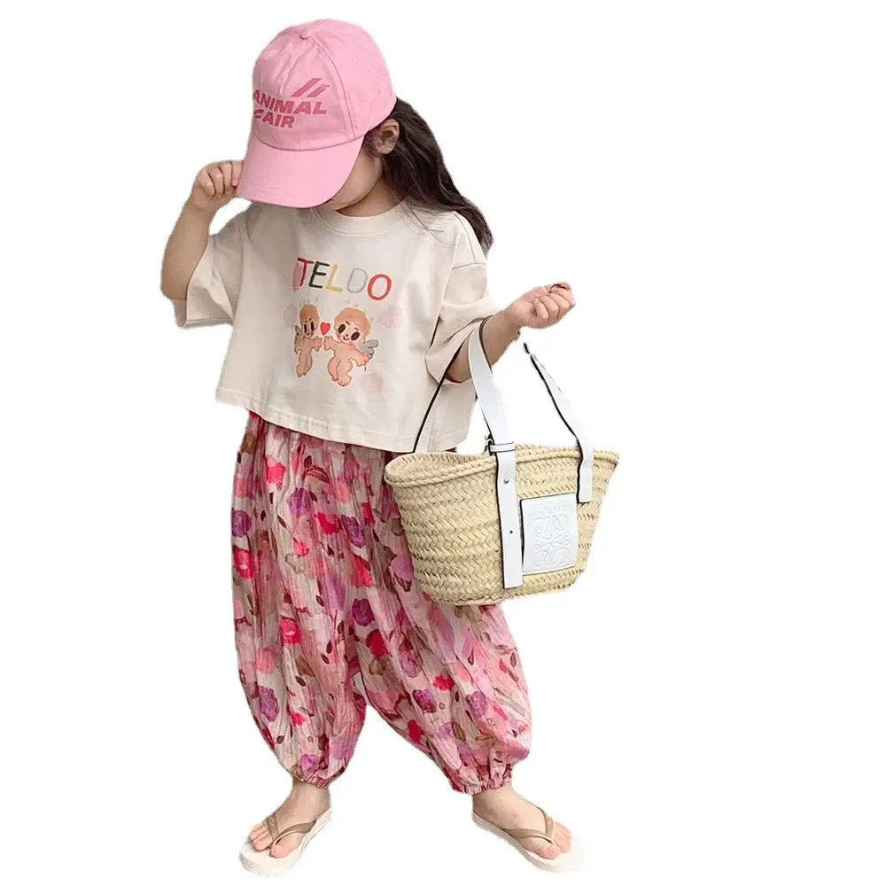 Korean Girl's 2Pc Printed Cotton Suit Summer 2023 - Image 6