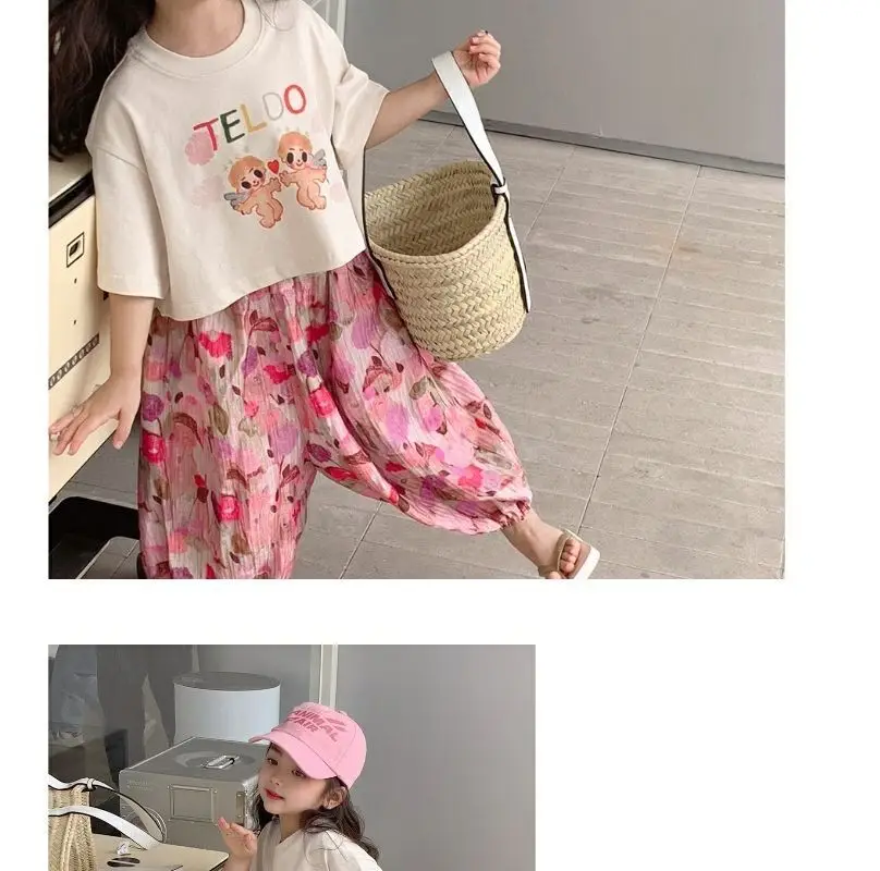 Korean Girl's 2Pc Printed Cotton Suit Summer 2023 — feature 3