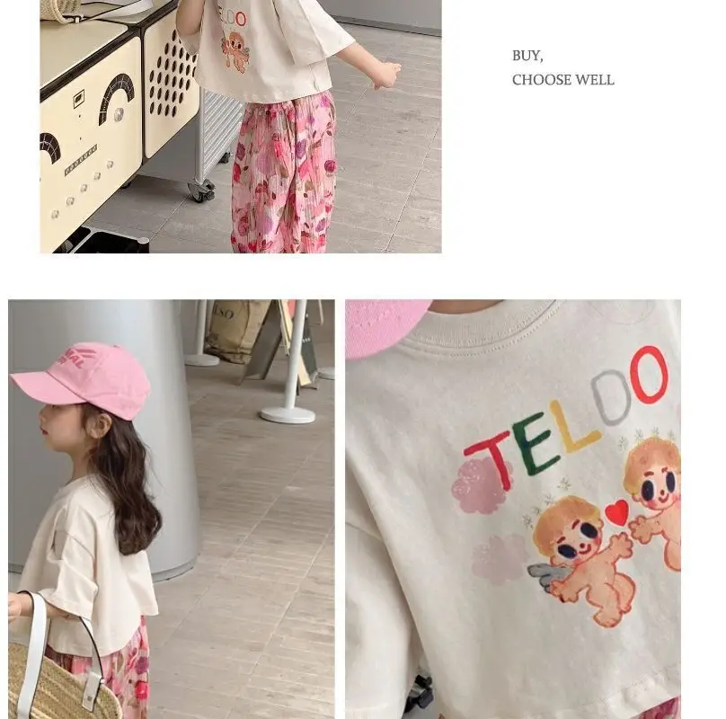 Korean Girl's 2Pc Printed Cotton Suit Summer 2023 — feature 4