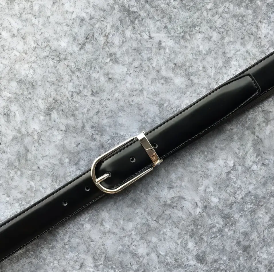 Men's Black Leather Belt with Silver Buckle 138cm - Image 5