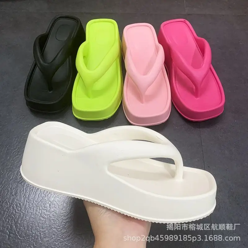Women's Pink EVA Bow Flip Flops Platform Sandals