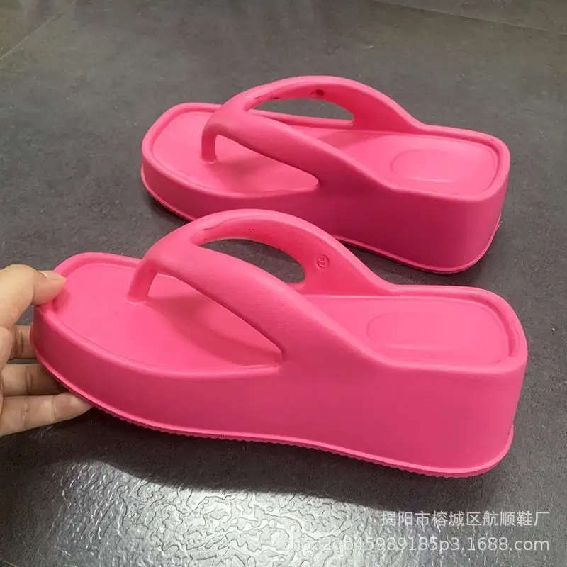 Women's Pink EVA Bow Flip Flops Platform Sandals