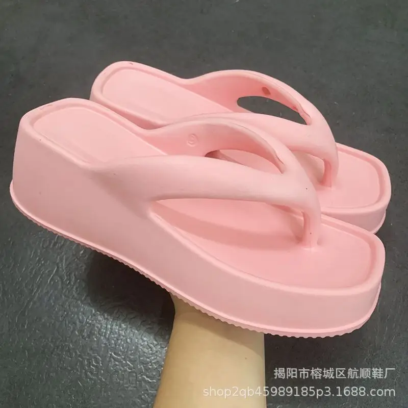 Women's Pink EVA Bow Flip Flops Platform Sandals