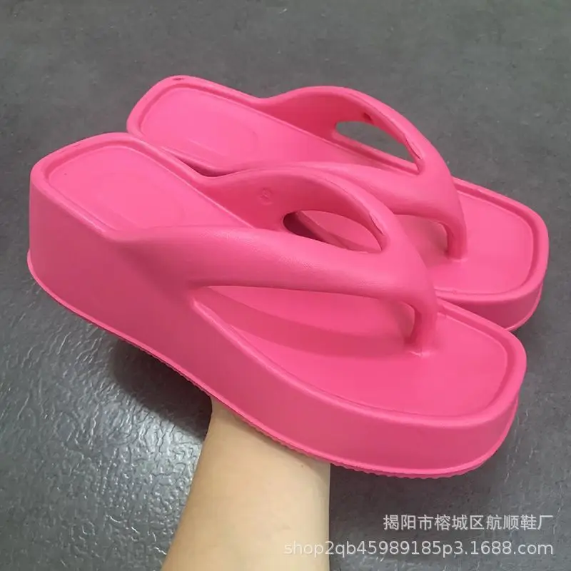 Women's Pink EVA Bow Flip Flops Platform Sandals