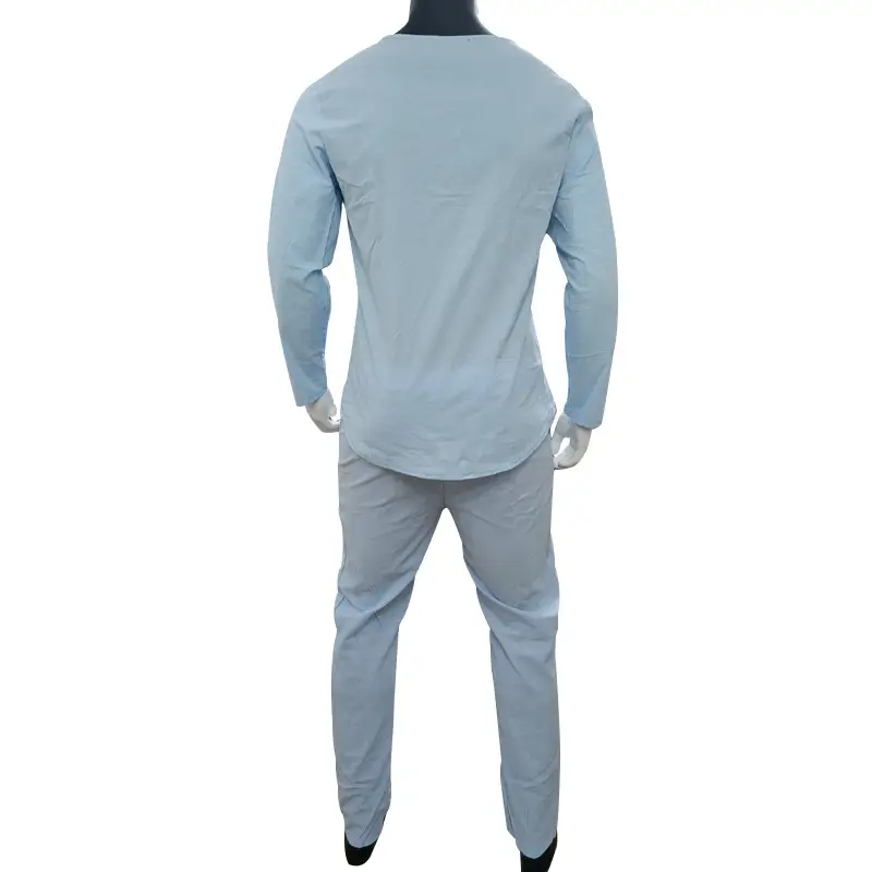 Men's Blue Long Sleeve V-Neck T-Shirt Large — feature 37