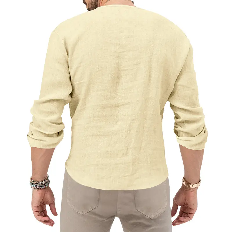 Men's Blue Long Sleeve V-Neck T-Shirt Large — feature 40