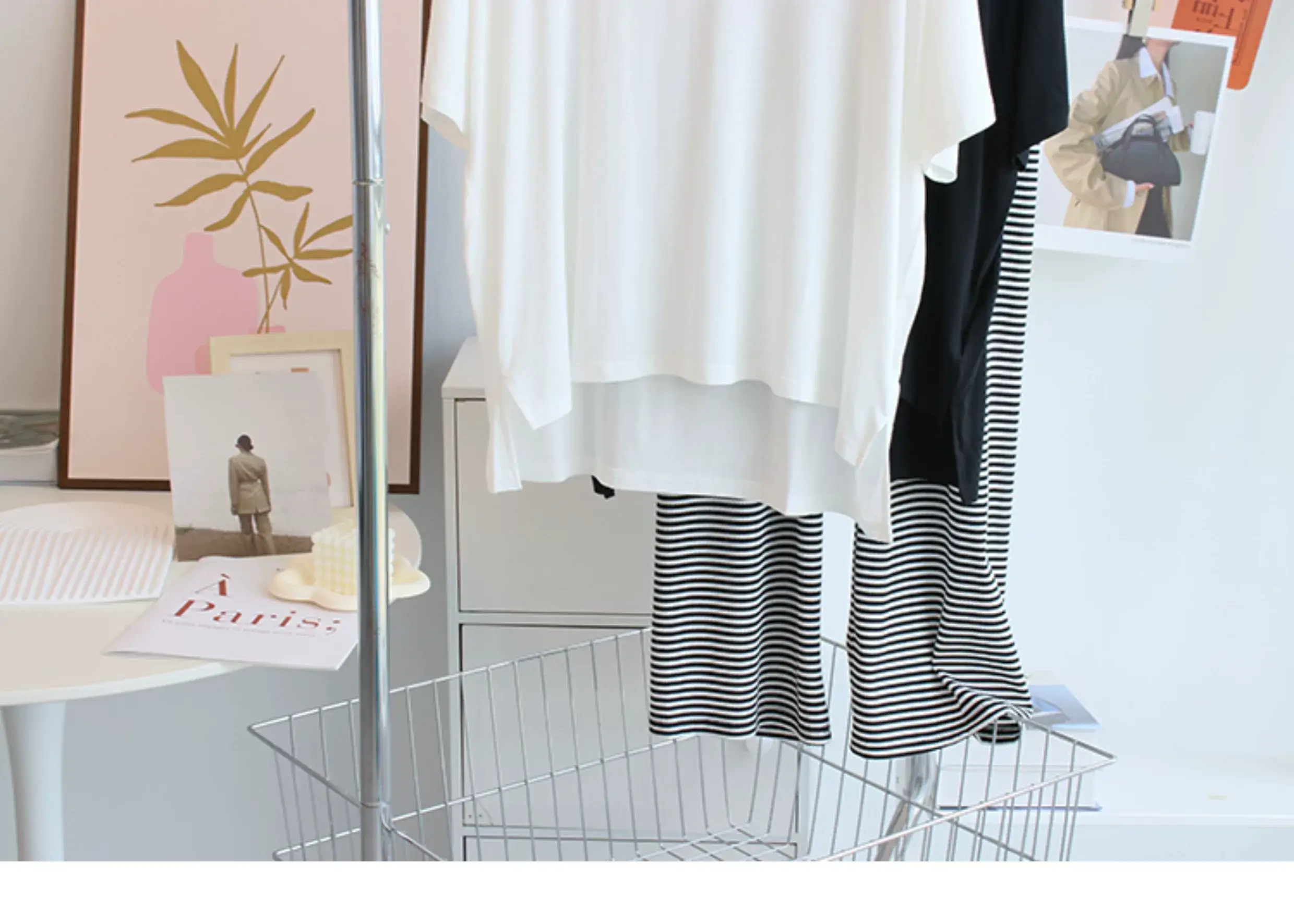 Women V-neck T-Shirt White Striped Pants Set — feature 5