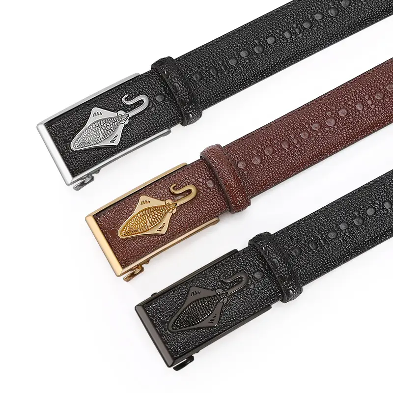 Men's Black Croc Leather Belt with Gold Buckle - Image 4