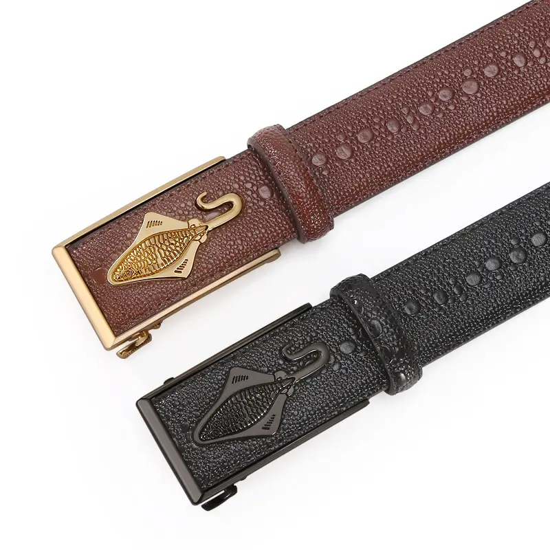 Men's Black Croc Leather Belt with Gold Buckle - Image 5