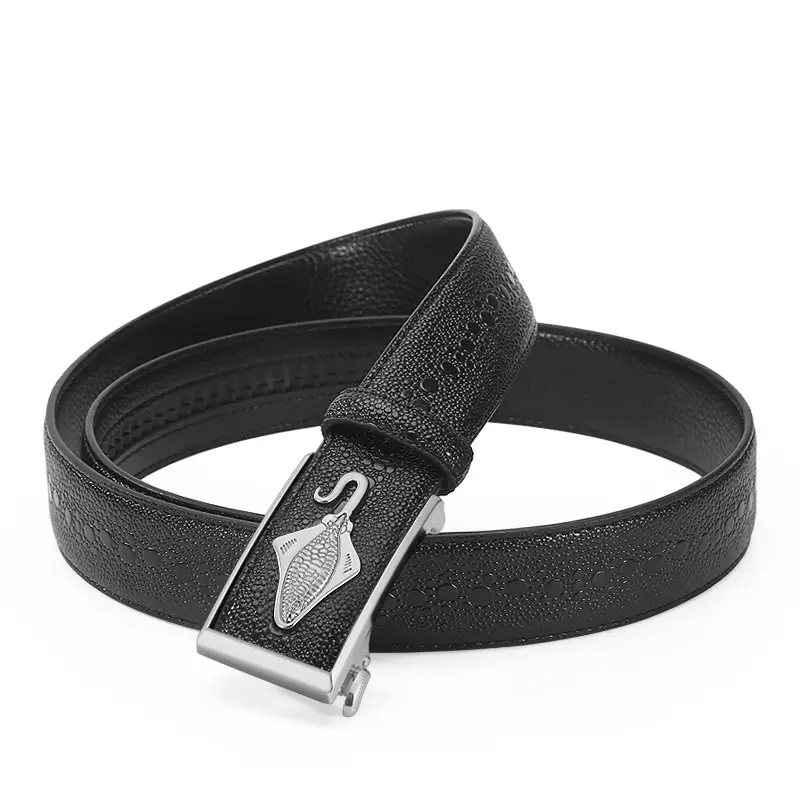 Men's Black Croc Leather Belt with Gold Buckle - Image 8