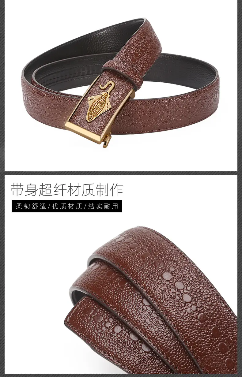 Men's Black Croc Leather Belt with Gold Buckle — feature 2