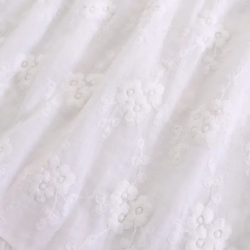 White Embroidered Cotton Sling Vest Top for Women - Image 4