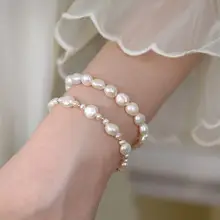 Light Luxury Gentle Purple Freshwater Pearl Bracelet 14K Gold — feature 23