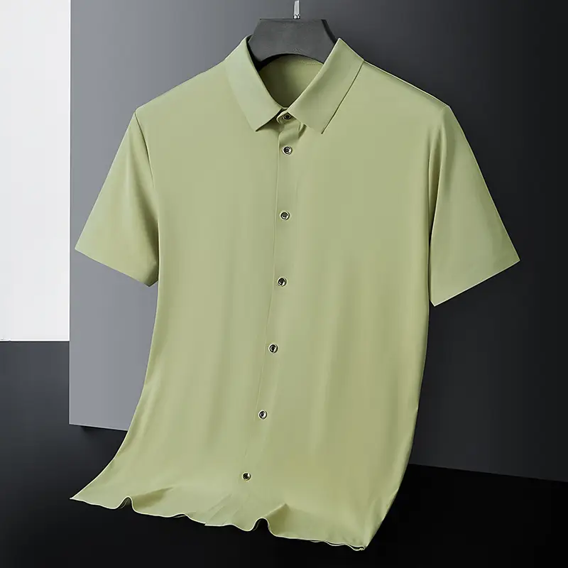 Men's Green Short Sleeve Button Shirt - Image 10