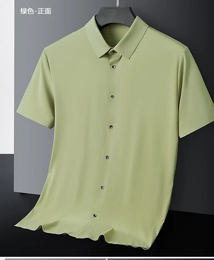 Men's Green Short Sleeve Button Shirt — feature 19