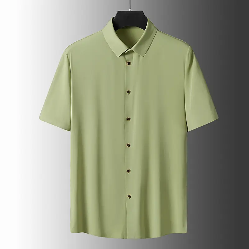 Men's Green Short Sleeve Button Shirt - Image 4