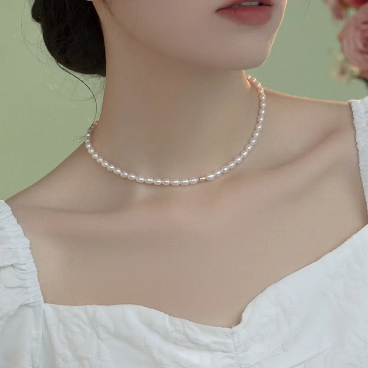 Women's Pearl Necklace with Baroque Design - Image 3