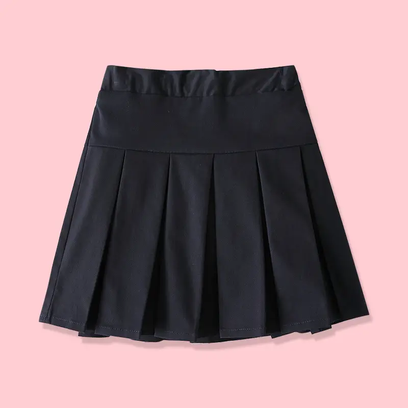 Children's Pleated Skirts Black & Beige Medium Large - Image 2
