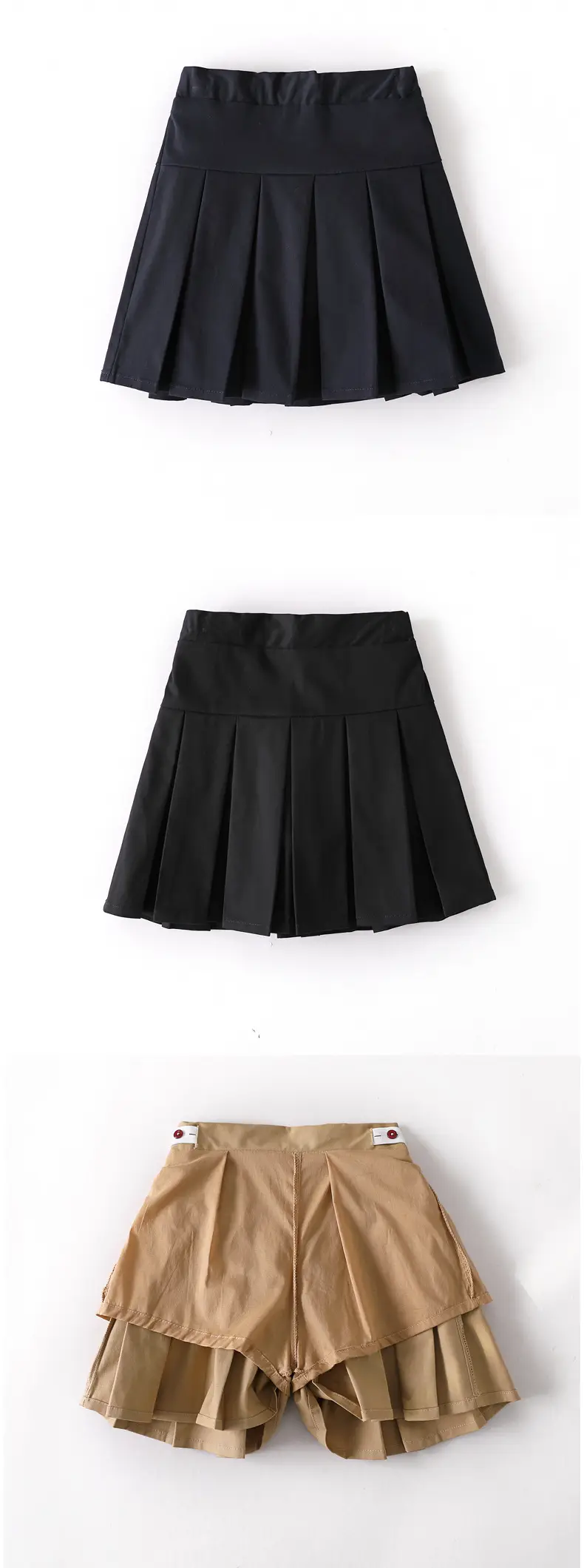 Children's Pleated Skirts Black & Beige Medium Large — feature 4