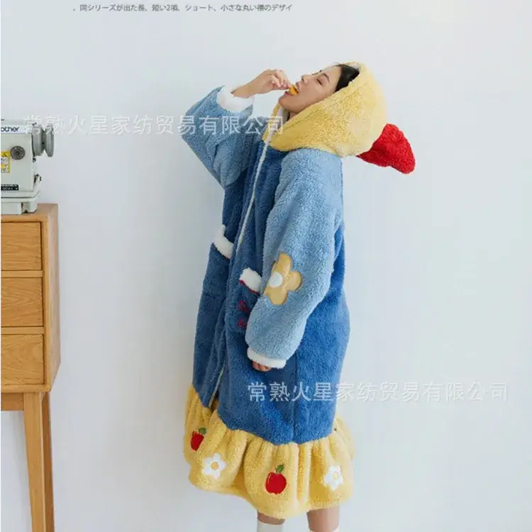 Snow White Hooded Fleece Nightgown Women's Cute Winter Pajamas - Image 4