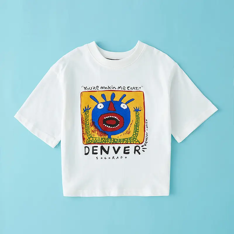 Boys Cotton Denver Graphic T-Shirt White Summer - Image 6