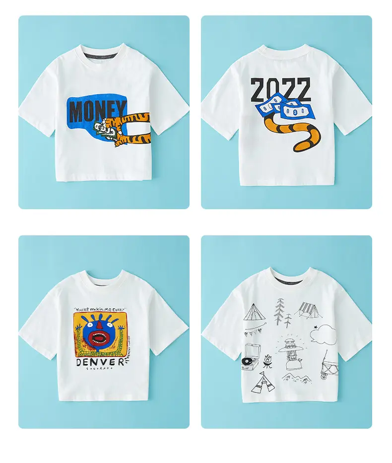 Boys Cotton Denver Graphic T-Shirt White Summer — feature 7