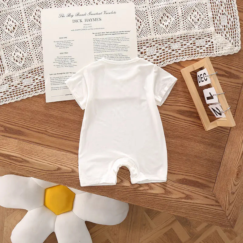 Baby's White Fart Wrap Shorts Set with Cartoon Print - Image 7