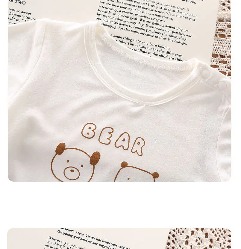 Baby's White Fart Wrap Shorts Set with Cartoon Print — feature 7