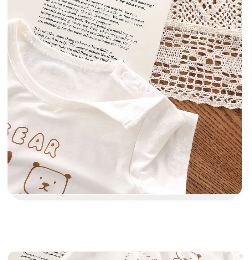Baby's White Fart Wrap Shorts Set with Cartoon Print — feature 8