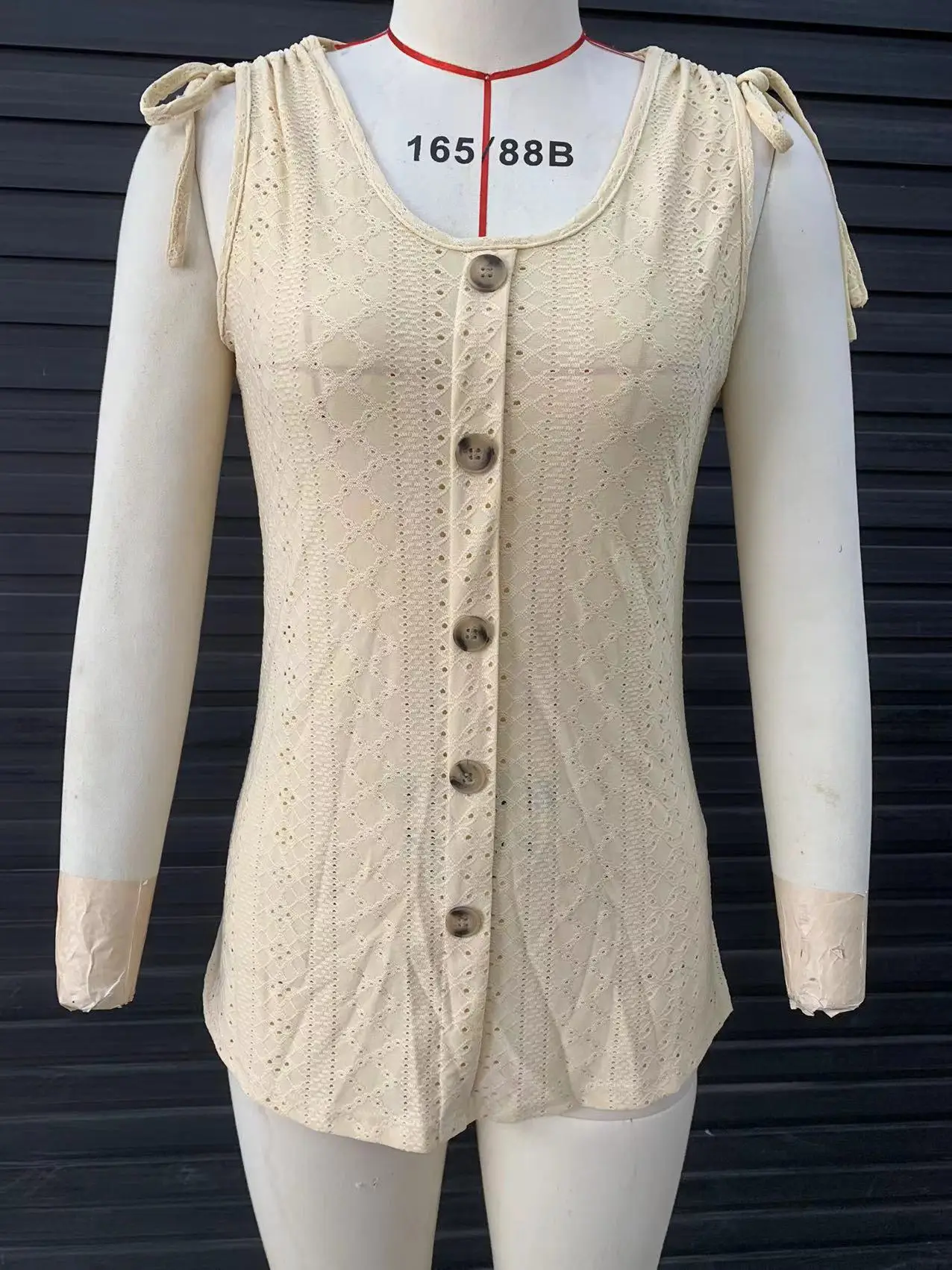 Ladies Sleeveless Button Sling Top Pink Denim Shorts — feature 2