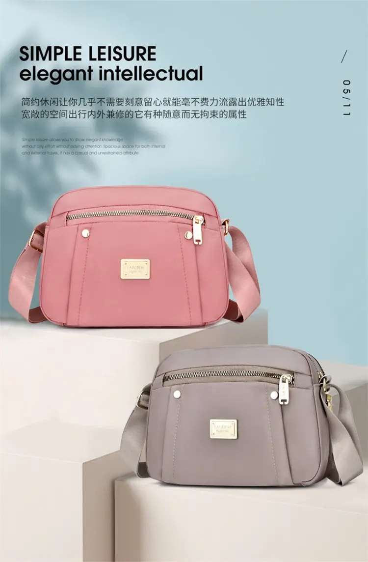 Blue Nylon Shoulder Bag for Women, Light & Fashionable — feature 7