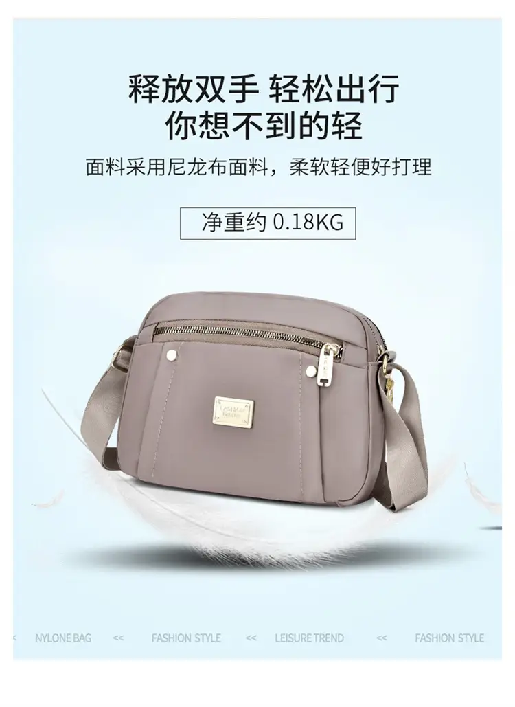 Blue Nylon Shoulder Bag for Women, Light & Fashionable — feature 9
