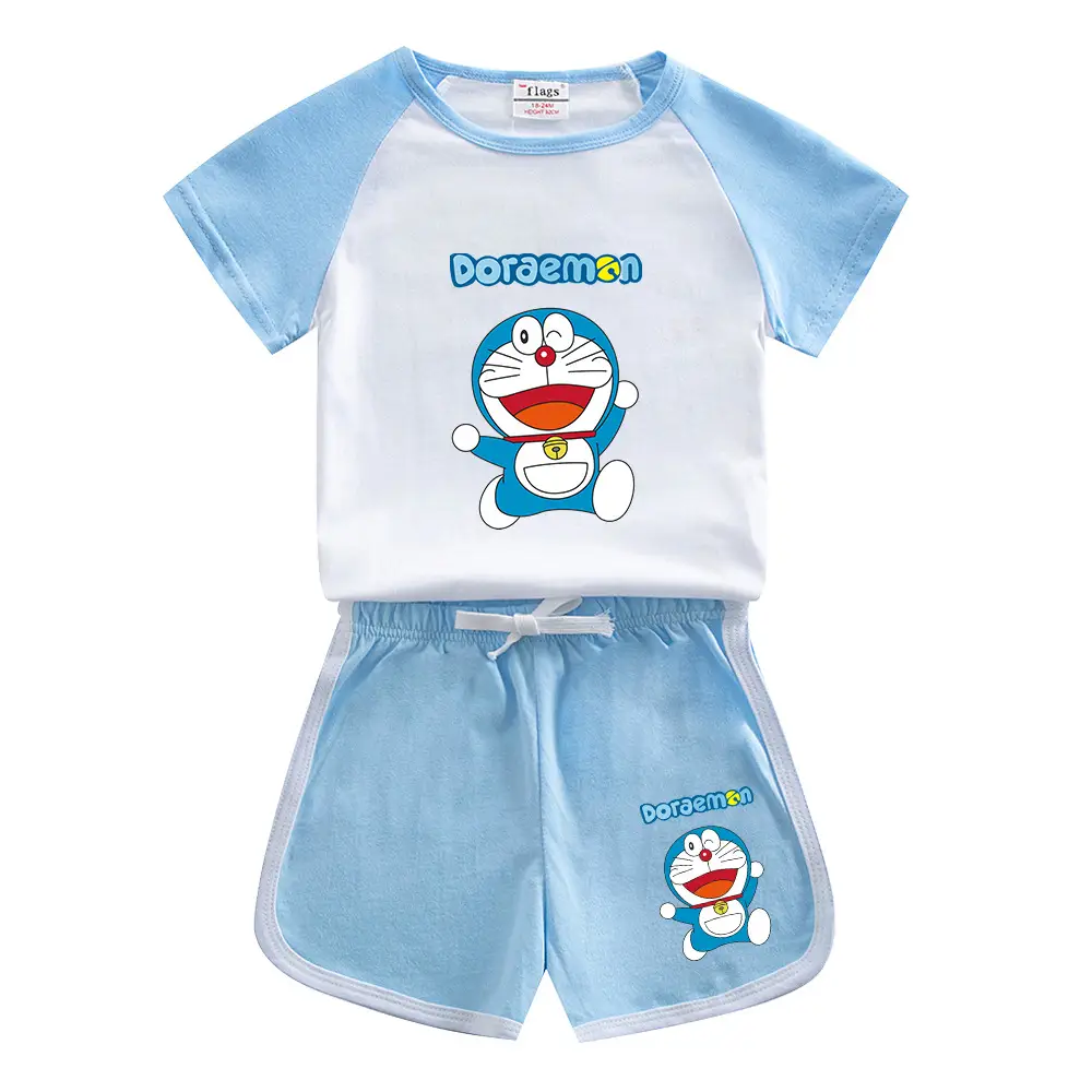 Doraemon Boys Girls Cotton Shorts Set Blue White 2023 - Image 10