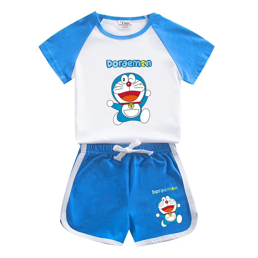 Doraemon Boys Girls Cotton Shorts Set Blue White 2023 - Image 13