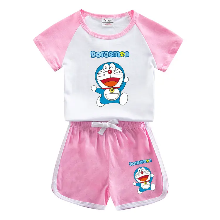 Doraemon Boys Girls Cotton Shorts Set Blue White 2023 — feature 3