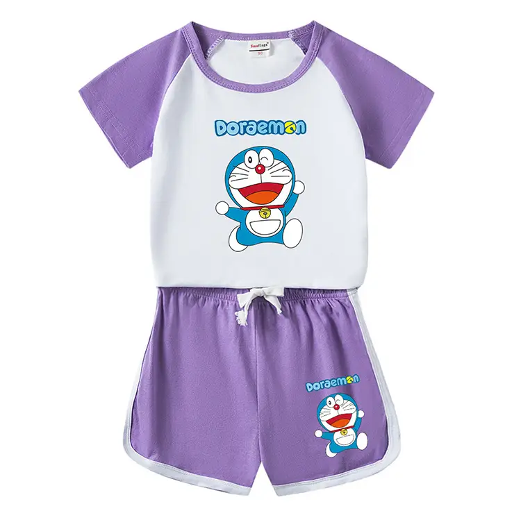 Doraemon Boys Girls Cotton Shorts Set Blue White 2023 — feature 4