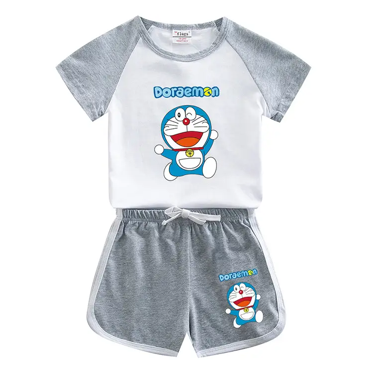 Doraemon Boys Girls Cotton Shorts Set Blue White 2023 — feature 7