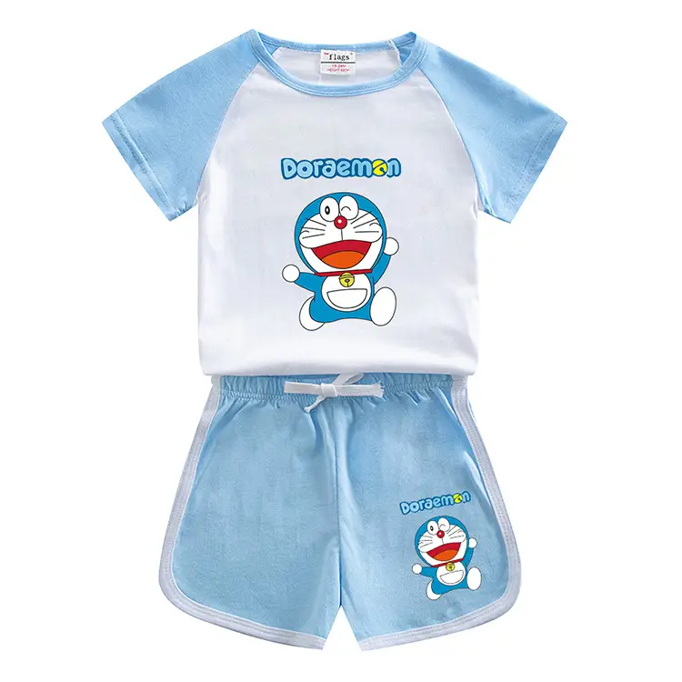 Doraemon Boys Girls Cotton Shorts Set Blue White 2023 — feature 8
