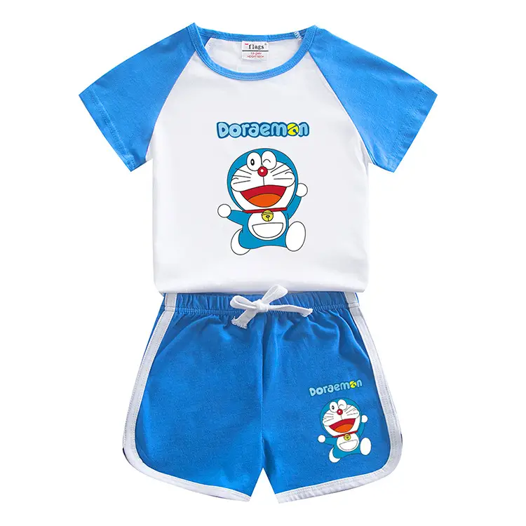 Doraemon Boys Girls Cotton Shorts Set Blue White 2023 — feature 9