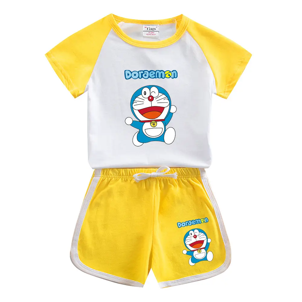 Doraemon Boys Girls Cotton Shorts Set Blue White 2023 - Image 4