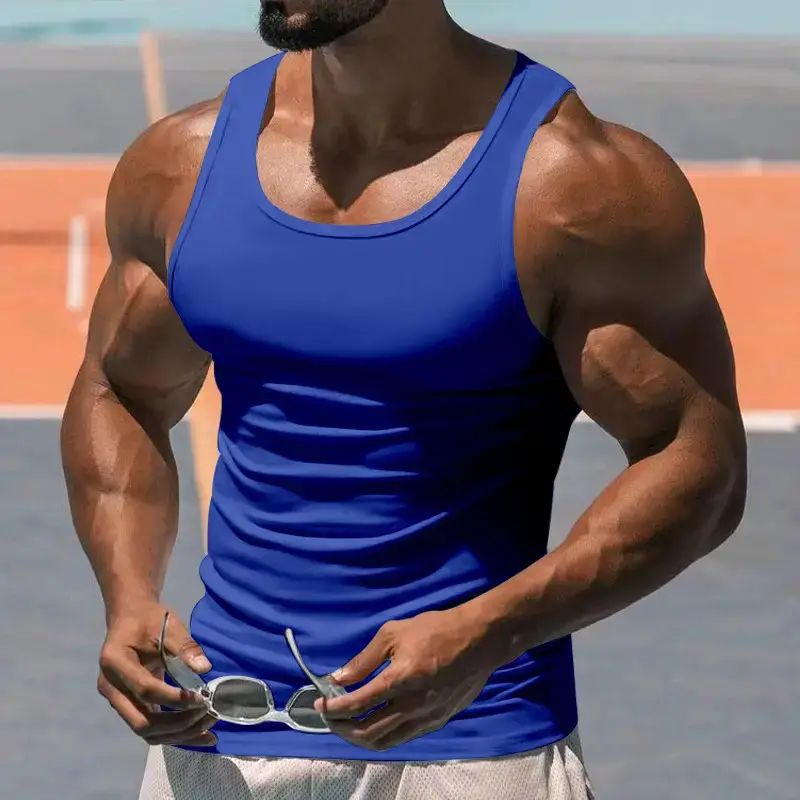 2023 Men's Black I-Shaped Summer Fitness Vest - Image 9