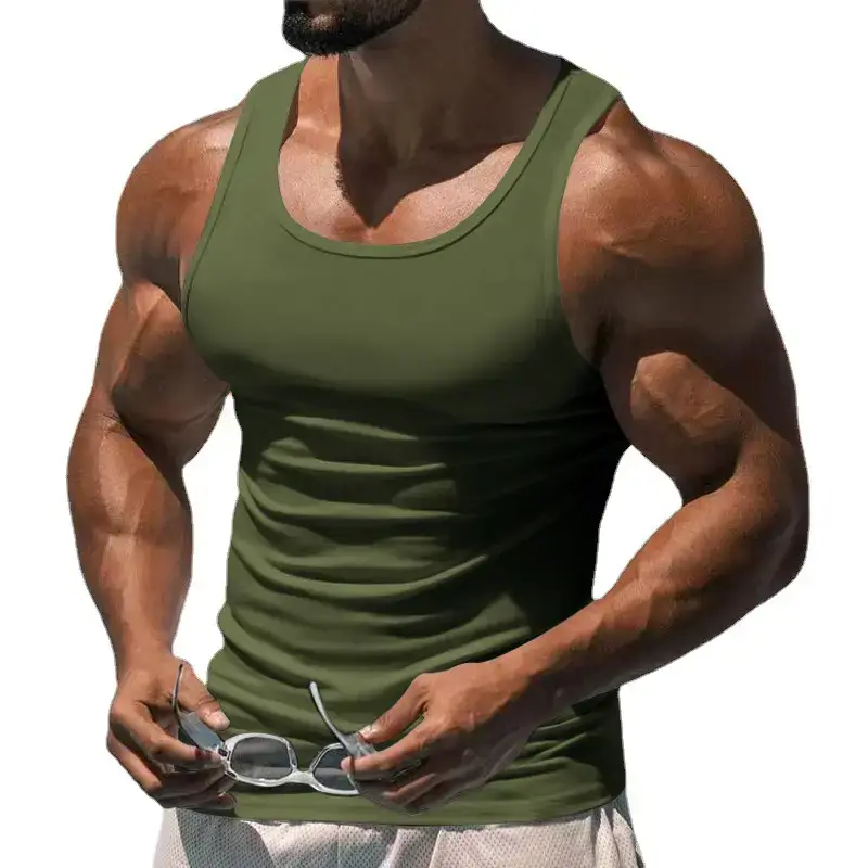 2023 Men's Black I-Shaped Summer Fitness Vest - Image 12