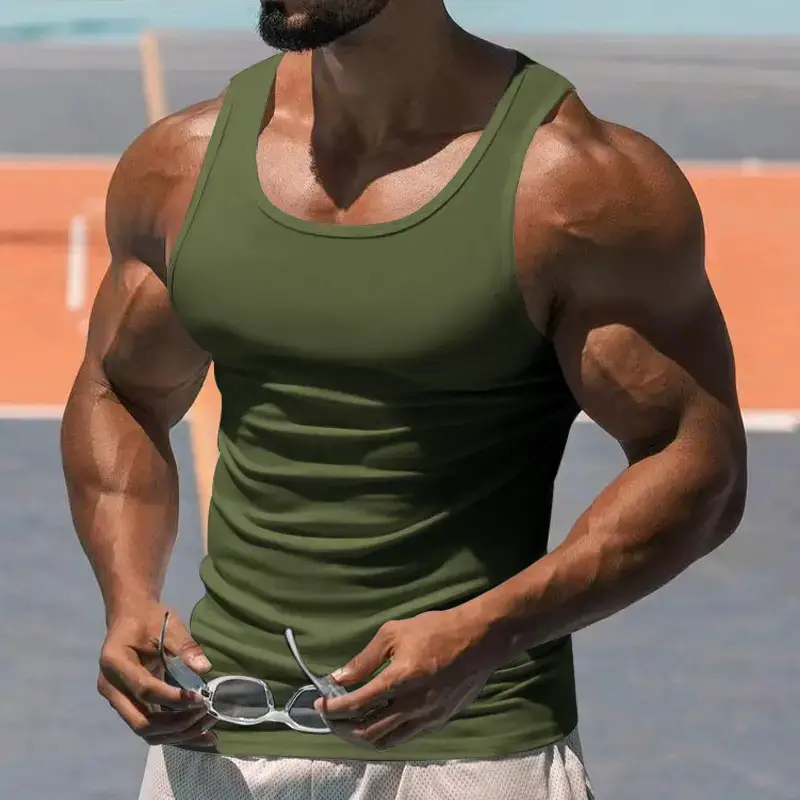 2023 Men's Black I-Shaped Summer Fitness Vest — feature 15