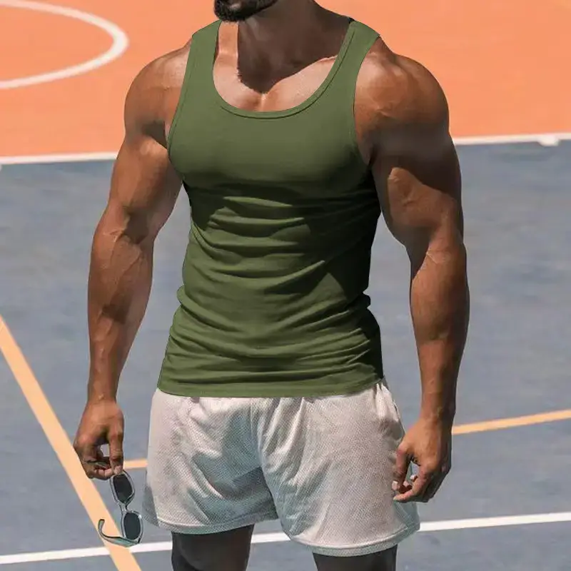 2023 Men's Black I-Shaped Summer Fitness Vest — feature 16