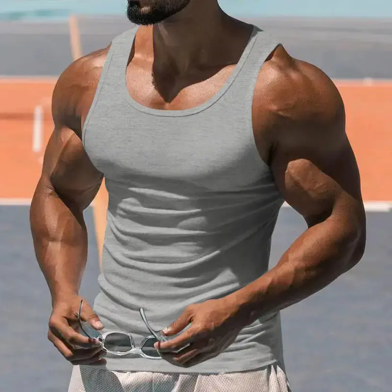 2023 Men's Black I-Shaped Summer Fitness Vest — feature 18