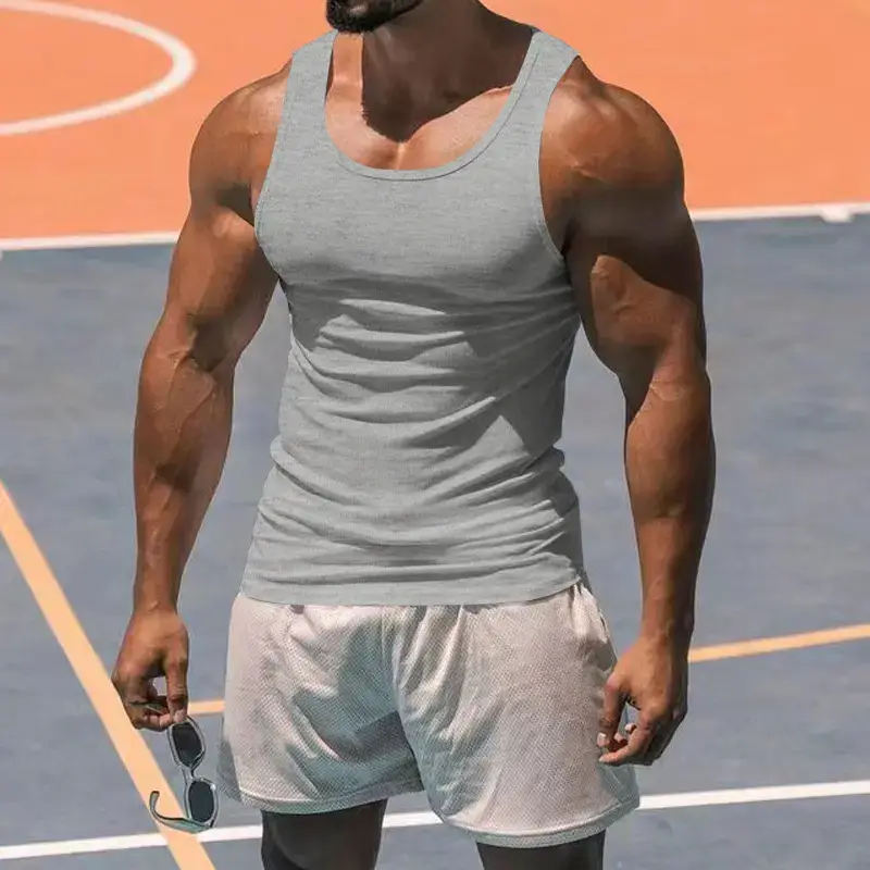 2023 Men's Black I-Shaped Summer Fitness Vest — feature 19