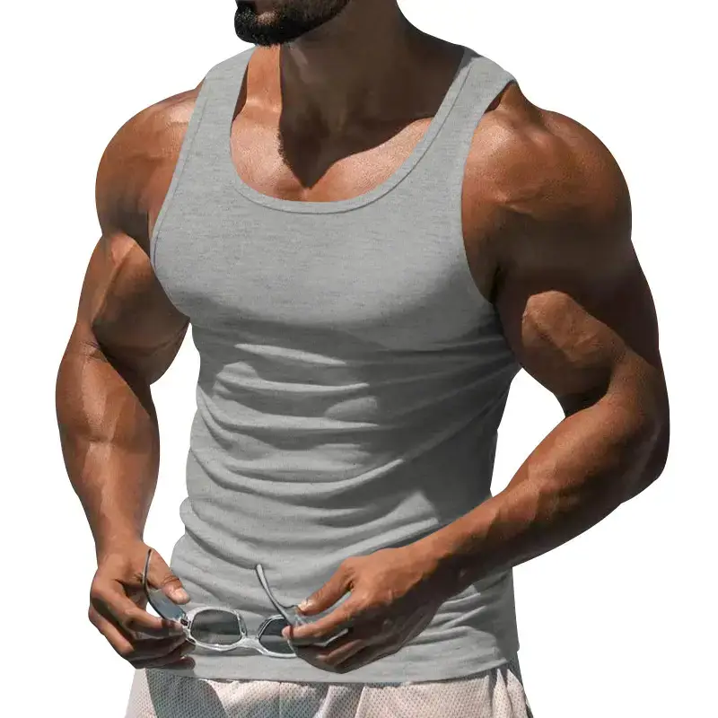 2023 Men's Black I-Shaped Summer Fitness Vest — feature 20
